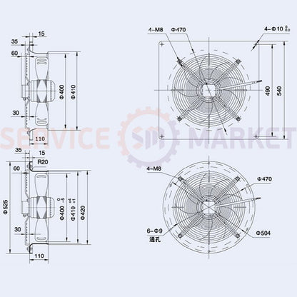 Axial fan Weiguang YWF4D-400-B-102/47-G