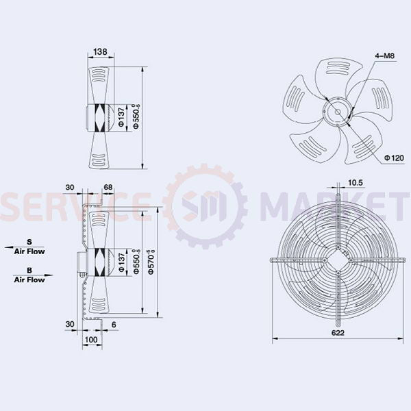 Axial fan Weiguang YWF4D-550S-137/50-G