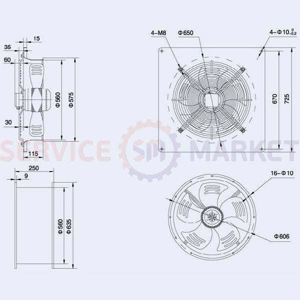 Axial fan Weiguang YWF4D-550S-137/50-G