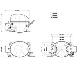EMBRACO refrigeration Compressor ASPERA EMT43HLP R134a 128W (with starting relay RSIR)