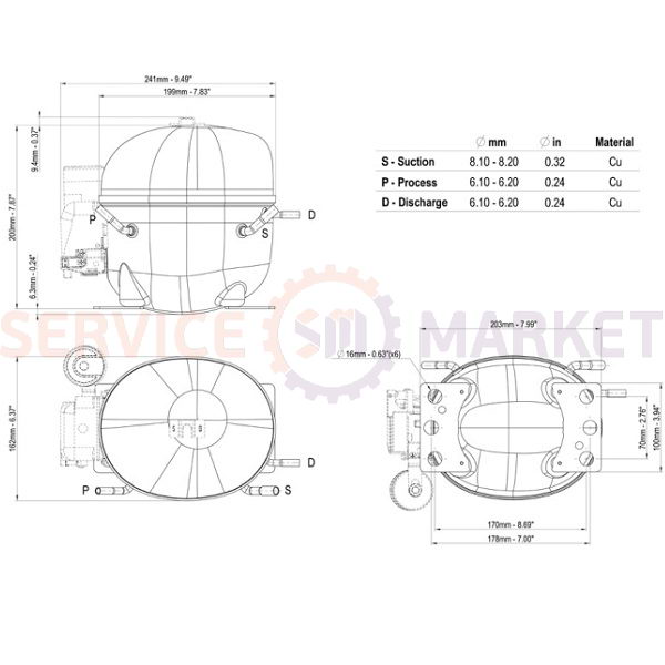 Compressor for refrigerator EMBRACO ASPERA NEK2134GK R404a 463W