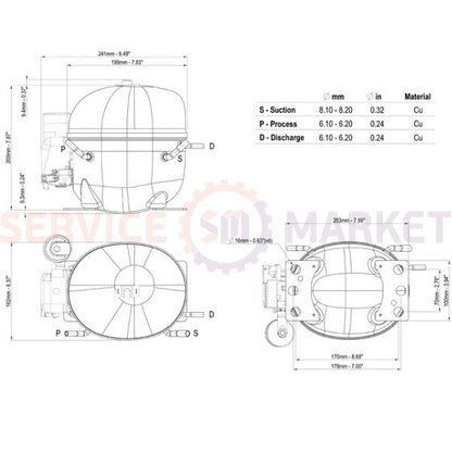 Compressor for refrigerator EMBRACO ASPERA NEK2134GK R404a 463W