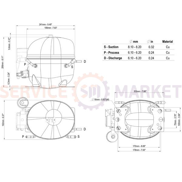 Compressor for refrigeration EMBRACO ASPERA NEU2155GK R404a 653W (with starting relay CSIR)