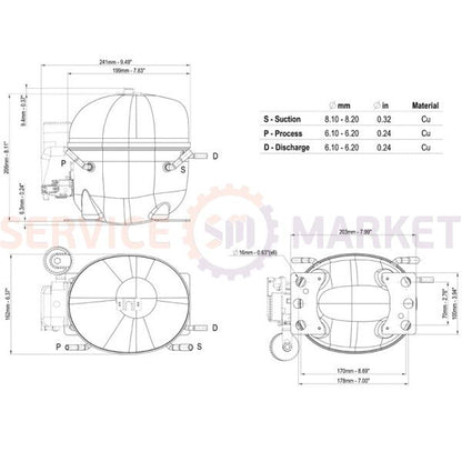 Compressor for refrigeration EMBRACO ASPERA NEU2155GK R404a 653W (with starting relay CSIR)