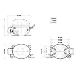 EMBRACO refrigeration Compressor ASPERA EMT6160Y R600a 653W (with starting relay RSIR/RSCR)