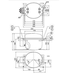Compressor for refrigeration. SECOP (DANFOSS) TL3G R134a 58W (with starting relay RSIR/CSIR)