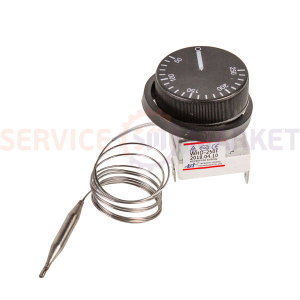 Термостат WHD.250F 16A 250V, капиляр L=1000mm, Tmax =250°С + ручка управл.