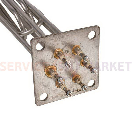 Heating element block 12000W 220/380V (stainless steel), L=375mm flange 100x100mm for electric boiler Sinan