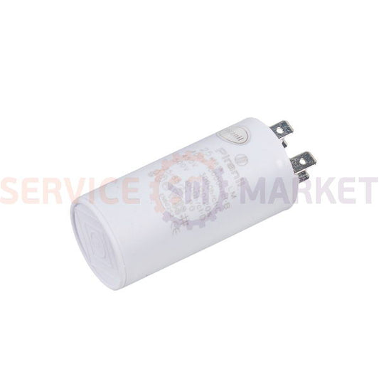 Пусковой конденсатор (mini) для стир. машины 25uF 450V 35x70mm (4 клемы) Piranil
