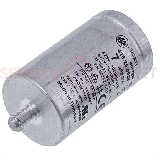 Starting Capacitor for Dryer 7uF 425/475V 60x35mm (2 Terminals) Ducati Candy