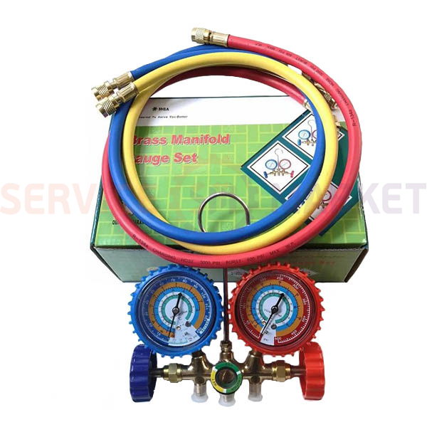 Манометрический коллектор 2- вентильный СТ-536G (R12 R22 R404 R134) + шланги 3шт.