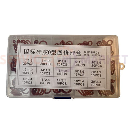 O-Ring seal set (15 types, 225 pcs., oil-resistant and gasoline-resistant)