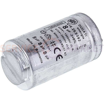Starting capacitor for washing machine 8uF 425/475V 64x35mm (2 terminals) Ariston