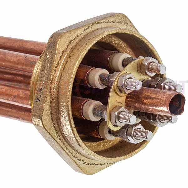 Heating element block 7500W 220V (copper), L=320mm nut 1.5" (48mm) for electric boiler SANAL