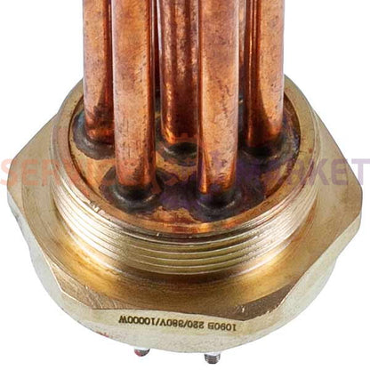 Блок тенів 10kW 220-380V мідний L=385mm гайка 2&apos&apos для електричного котла Koolwen