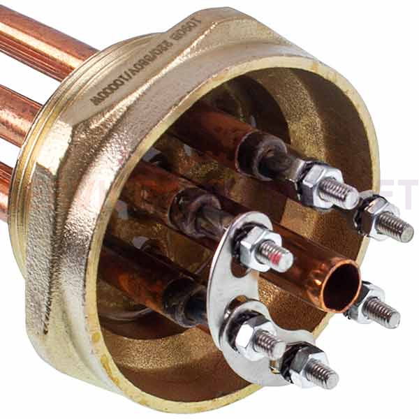 Блок тенів 10kW 220-380V мідний L=385mm гайка 2&apos&apos для електричного котла Koolwen