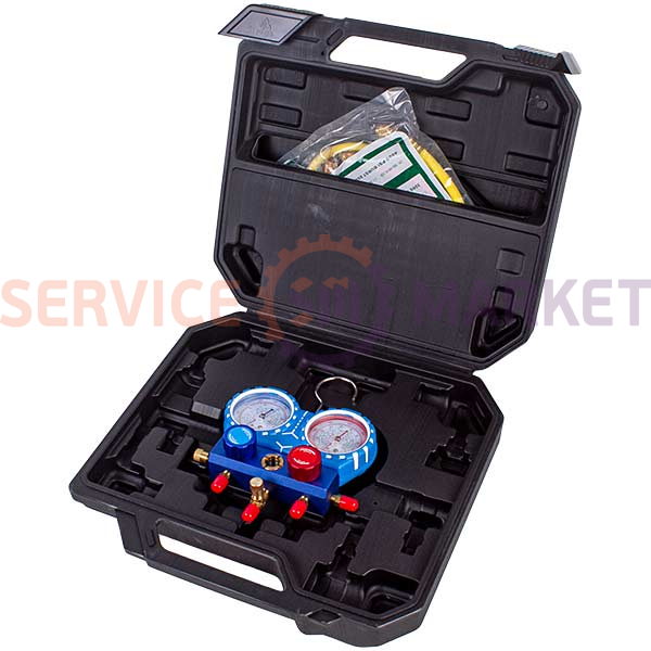 Manometric manifold 2-valve R410 (R410A R404A R22 R134A) + hoses 3 pcs.x900mm