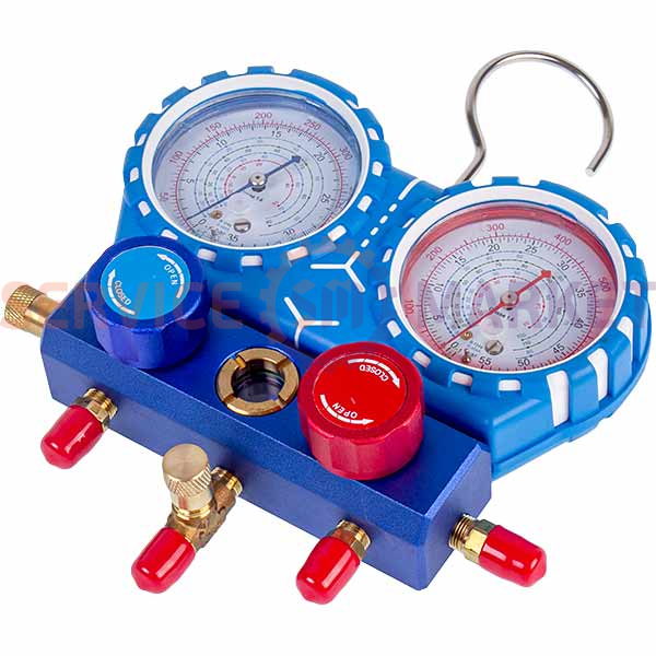 Manometric manifold 2-valve R410 (R410A R404A R22 R134A) + hoses 3 pcs.x900mm