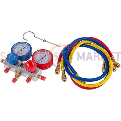 Манометрический колектор 2-вентильний SBF-L-03 R134A (R410A R404A R22 R134A) + шланги 3шт.x900mm