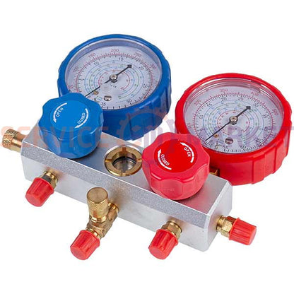 Manometric manifold 2-valve SBF-L-03 R134A (R410A R404A R22 R134A) + hoses 3pcs.x900mm