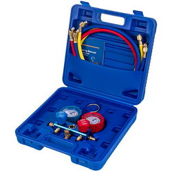 Manometric manifold 2-valve LEETO LMG-2-R410A (R410 R407 R134 R22) + hoses 3pcs.x1200mm