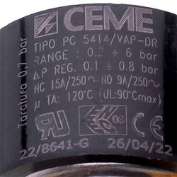 Vice relay (pressostat) CEME UNOX KVL1065A PC 5412/VAP 0.2-6 bar thread 1/4"