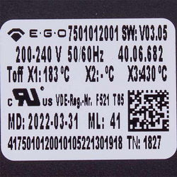 Drying thermostat of the working chamber Rational 40.06.682P 200-240V X1:183°C - X2:°C - X3:430°C