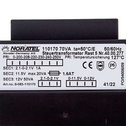 Power transformer Rational 40.00.277 1001.70 200-250V(70VA)-2.1V(1VA)/11.5V(20VA)/12V(50VA)