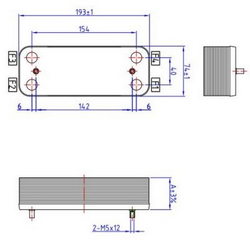 Plate heat exchanger (12 plates) for gas boiler Ariston/Chaffoteaux 65104333