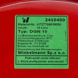 Expansion tank DGN10 for gas boiler Viessmann WH1B 30 kW 7825500