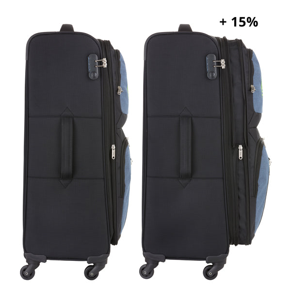 TravelZ Triple Pocket Suitcase (L) Black