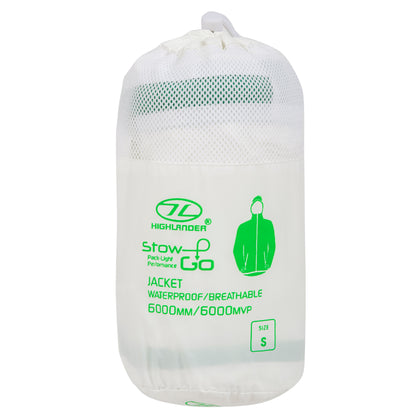 Windbreaker Highlander Stow &amp; Go Pack Away Rain Jacket 6000 mm White M (JAC077L-WE-M)
