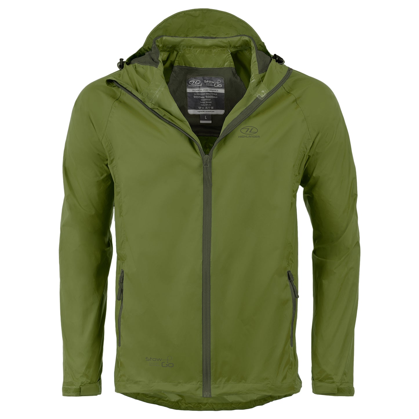 Men's windbreaker Highlander Stow &amp; Go Pack Away Rain Jacket 6000 mm Olive M (JAC077-OG-M)