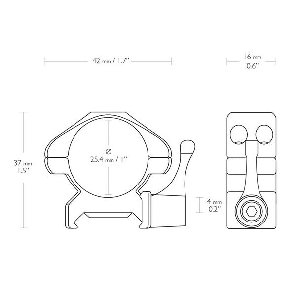 Hawke Precision Fast Release Rings 1"/Weaver/Low (23010)