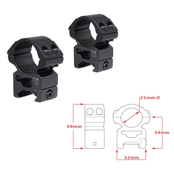 Кольца Hawke Matchmount 1"/Weaver/High (22114)