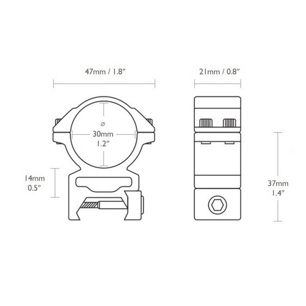Rings Hawke Reach Forward 30mm/Weaver/High extension 2" (22127)