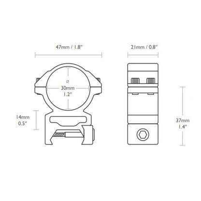 Rings Hawke Reach Forward 30mm/Weaver/High extension 2" (22127)