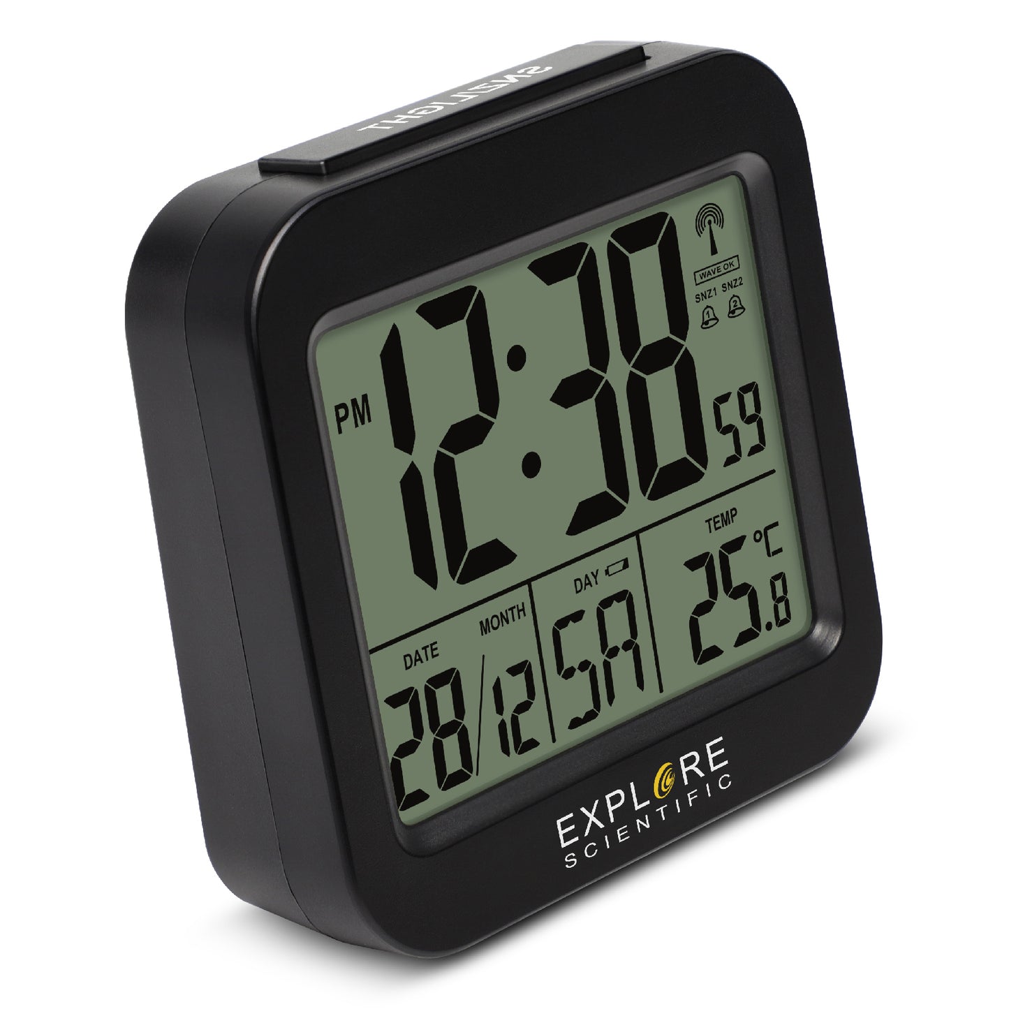 Explore Scientific Compact RC Alarm Black (RDC1008CM3000) Table Clock