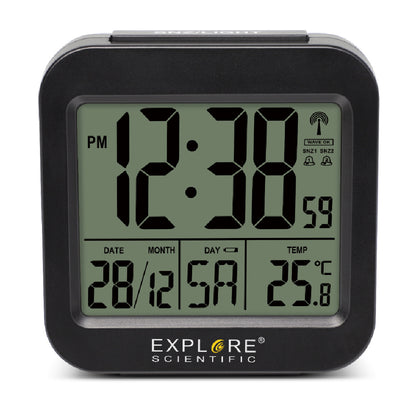 Explore Scientific Compact RC Alarm Black (RDC1008CM3000) Table Clock