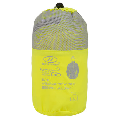 Men's Windbreaker Highlander Stow &amp; Go Pack Away Rain Jacket 6000 mm Yellow XL (JAC077-YW-XL)