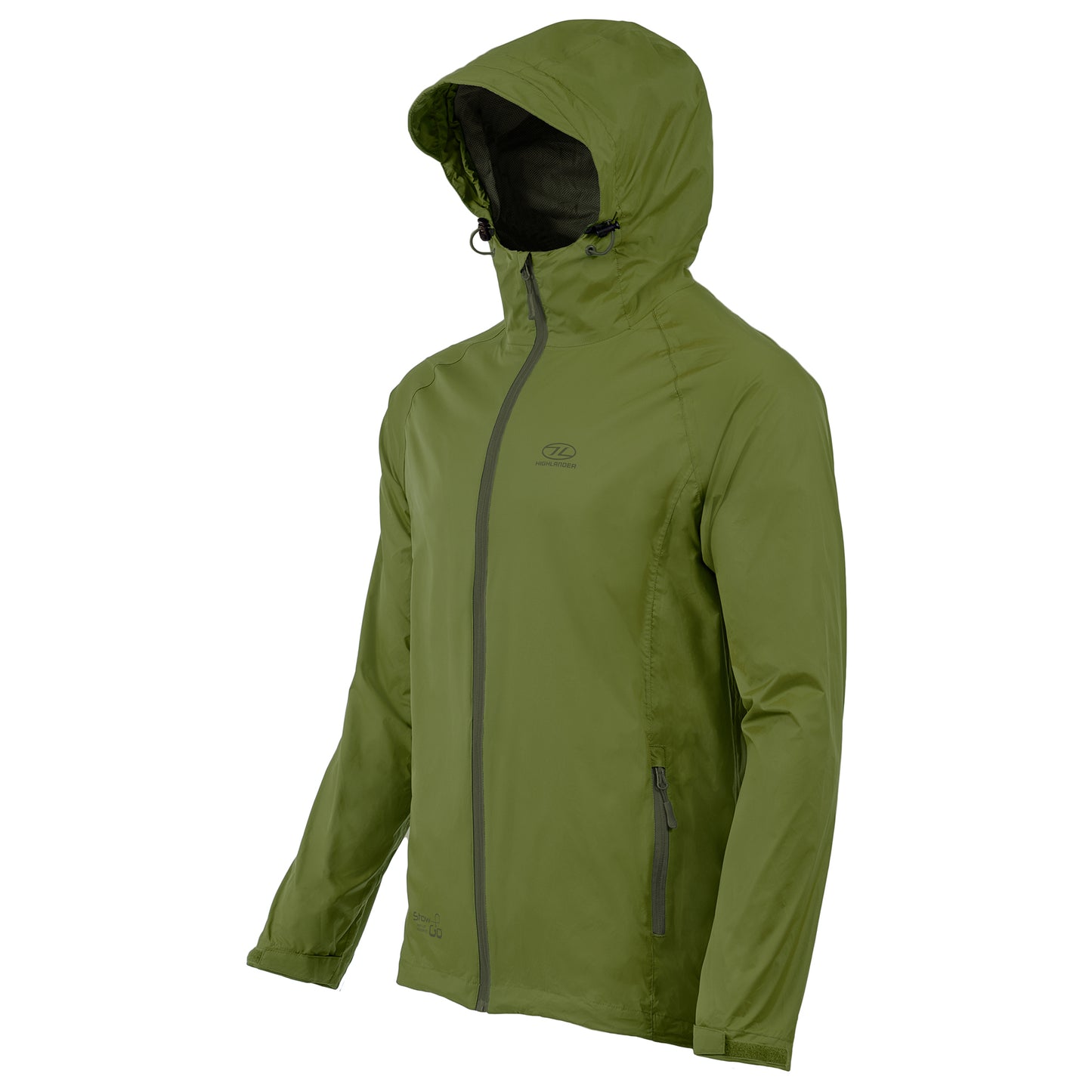 Men's Windbreaker Highlander Stow &amp; Go Pack Away Rain Jacket 6000 mm Olive XL (JAC077-OG-XL)