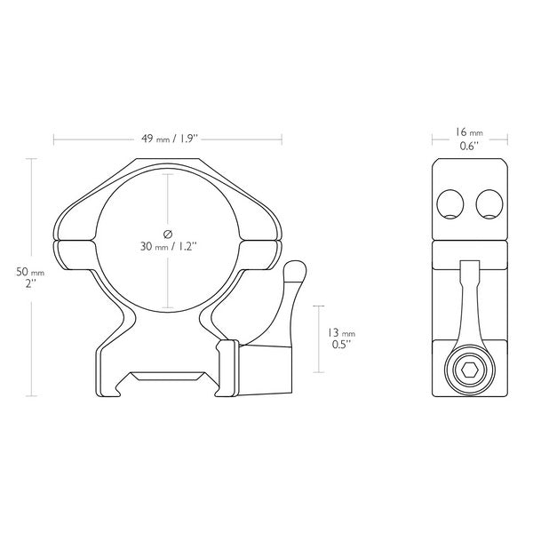 Hawke Precision Fast Release Rings 30mm/Weaver/High (23017)