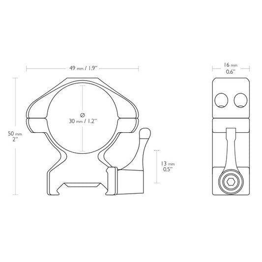 Hawke Precision Fast Release Rings 30mm/Weaver/High (23017)