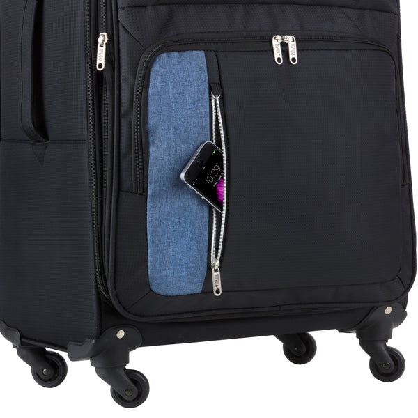 TravelZ Triple Pocket Suitcase (L) Black