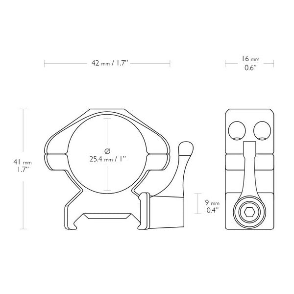 Hawke Precision Fast Release Rings 1"/Weaver/Med (23011)