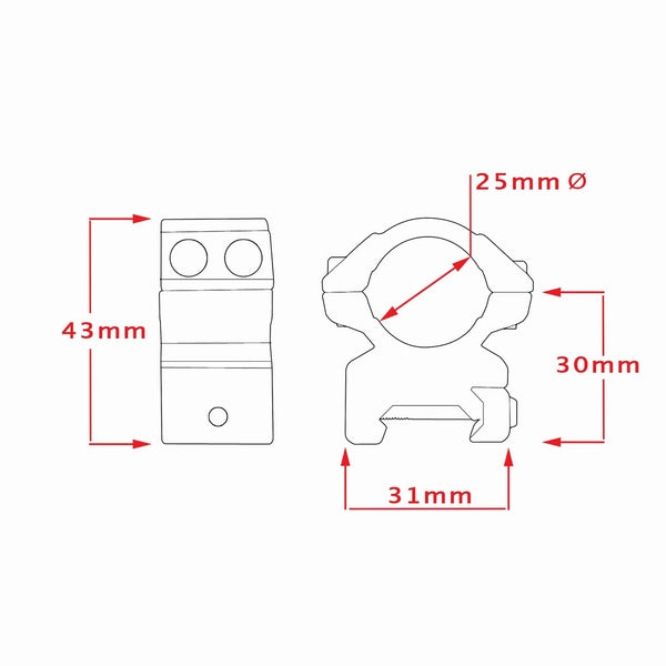Hawke Matchmount 1"/Weaver/Med Rings (22113)