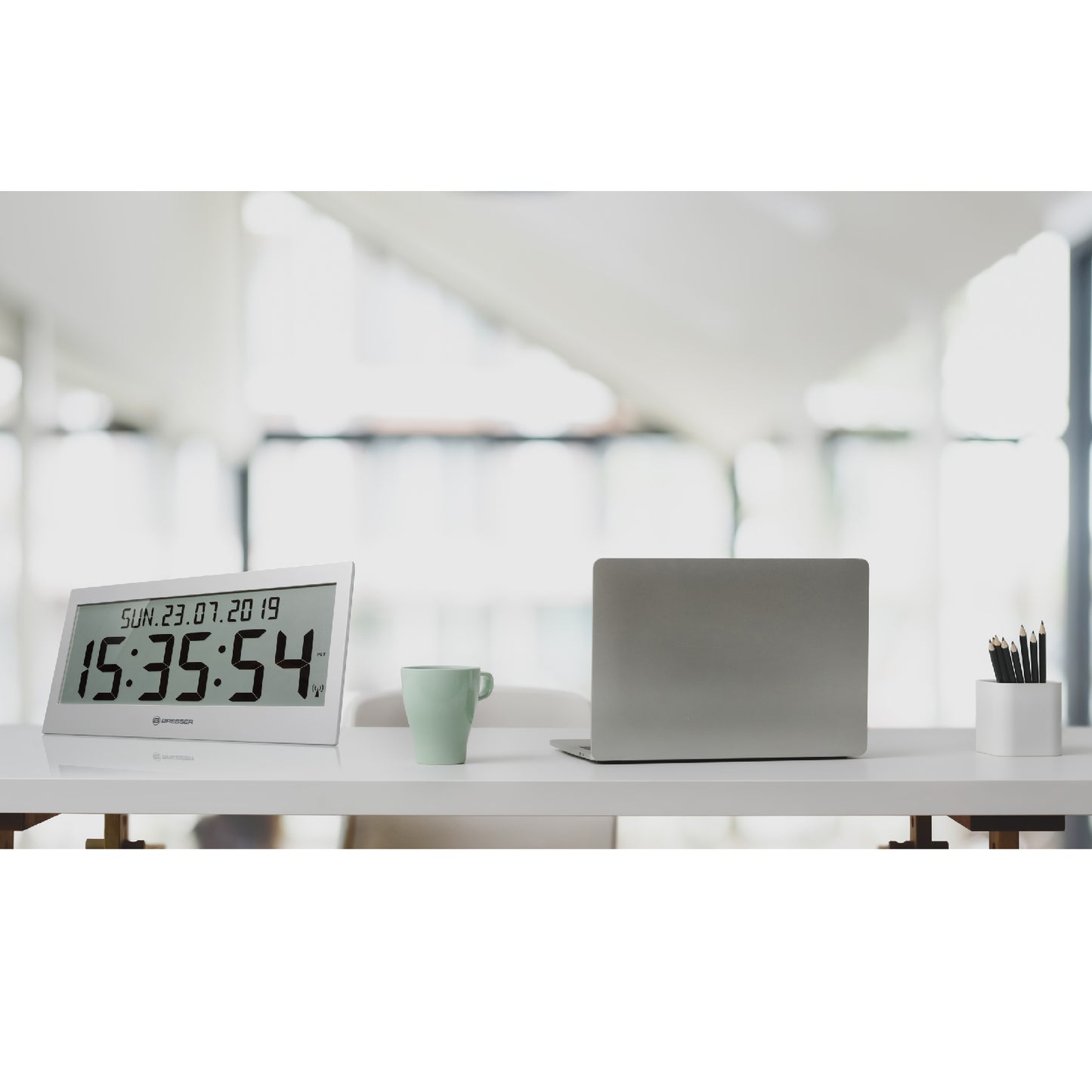 Wall clock Bresser Jumbo LCD Grey (7001802QT5000)