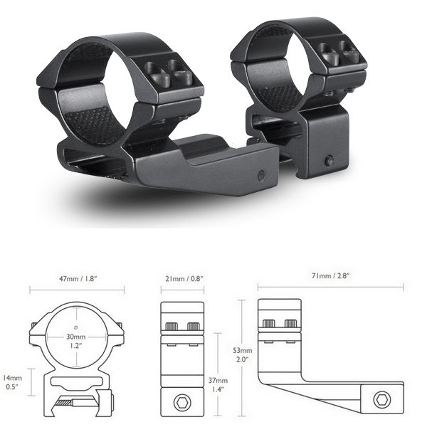 Кольца Hawke Reach Forward 30mm/Weaver/High extension 2" (22127)