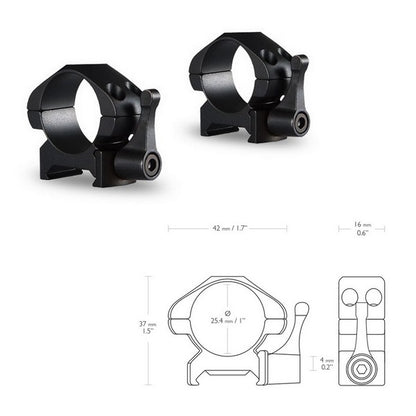 Кольца Hawke Precision Fast Release 1"/Weaver/Low (23010)