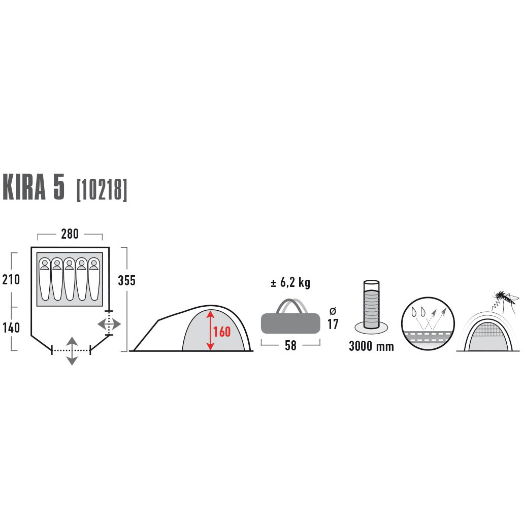 Tent High Peak Kira 5 Dark Gray/Red (10218)
